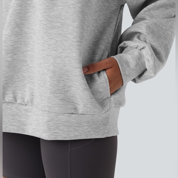 Halara Mock-neck Relaxed Casual NWT Sweatshirt Small Grey Athleisure W Pockets - Picture 3 of 6